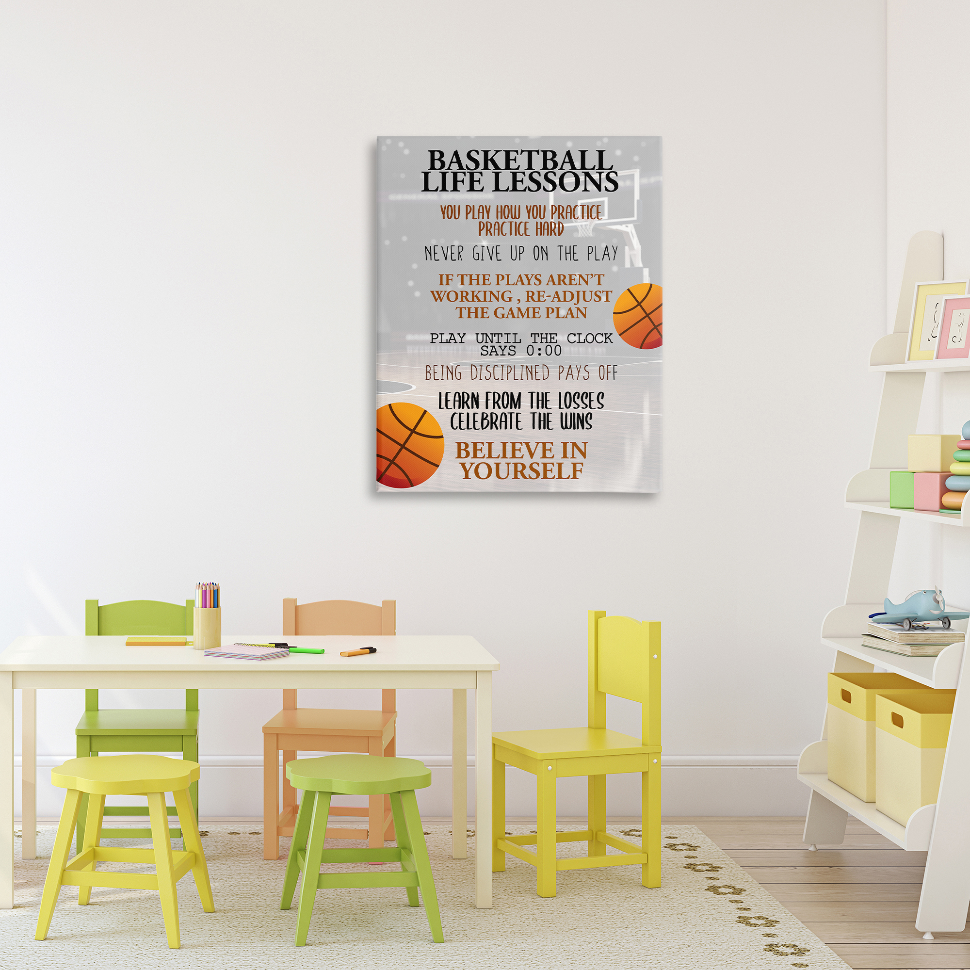 Basketball Life Lessons Canvas Wall Art, design by Kim Allen