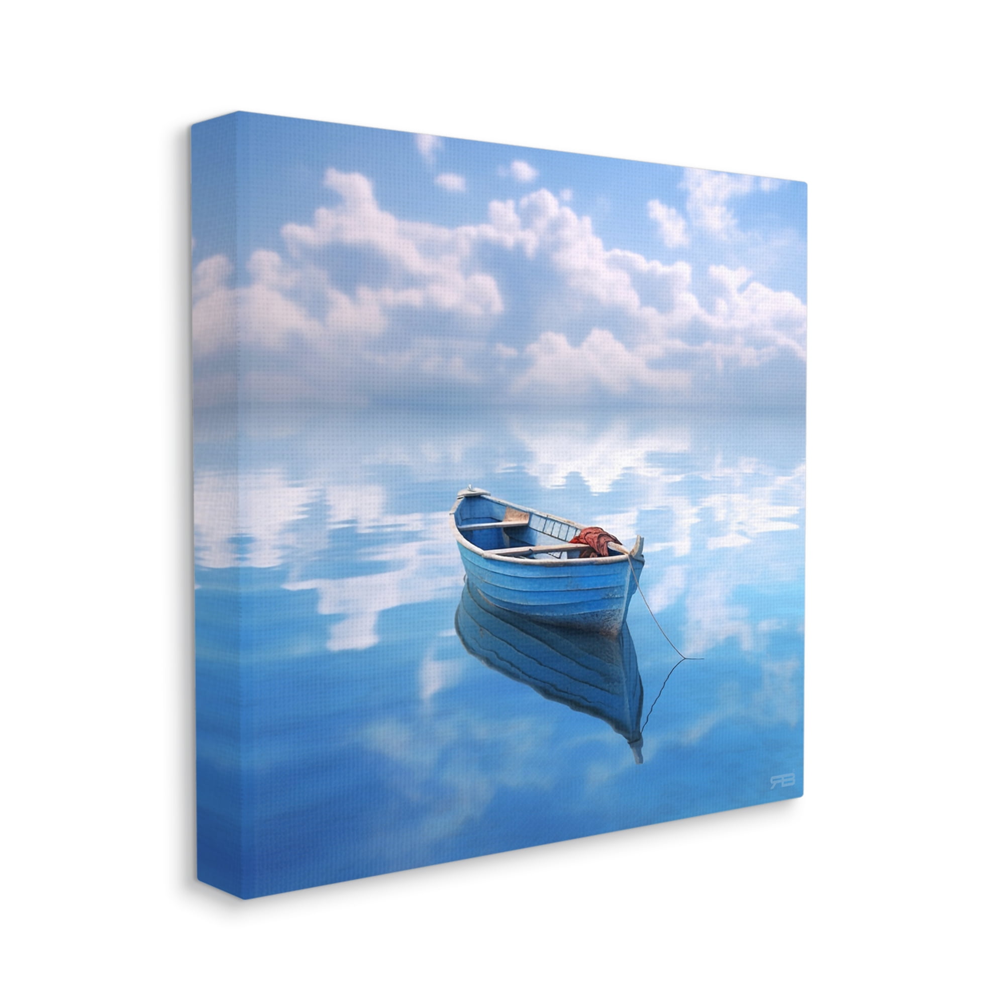 Stupell Industries Lone Boat on Cloudy Sea Transportation Painting Gallery Wrapped Canvas Art Print Wall Art, 24 x 24