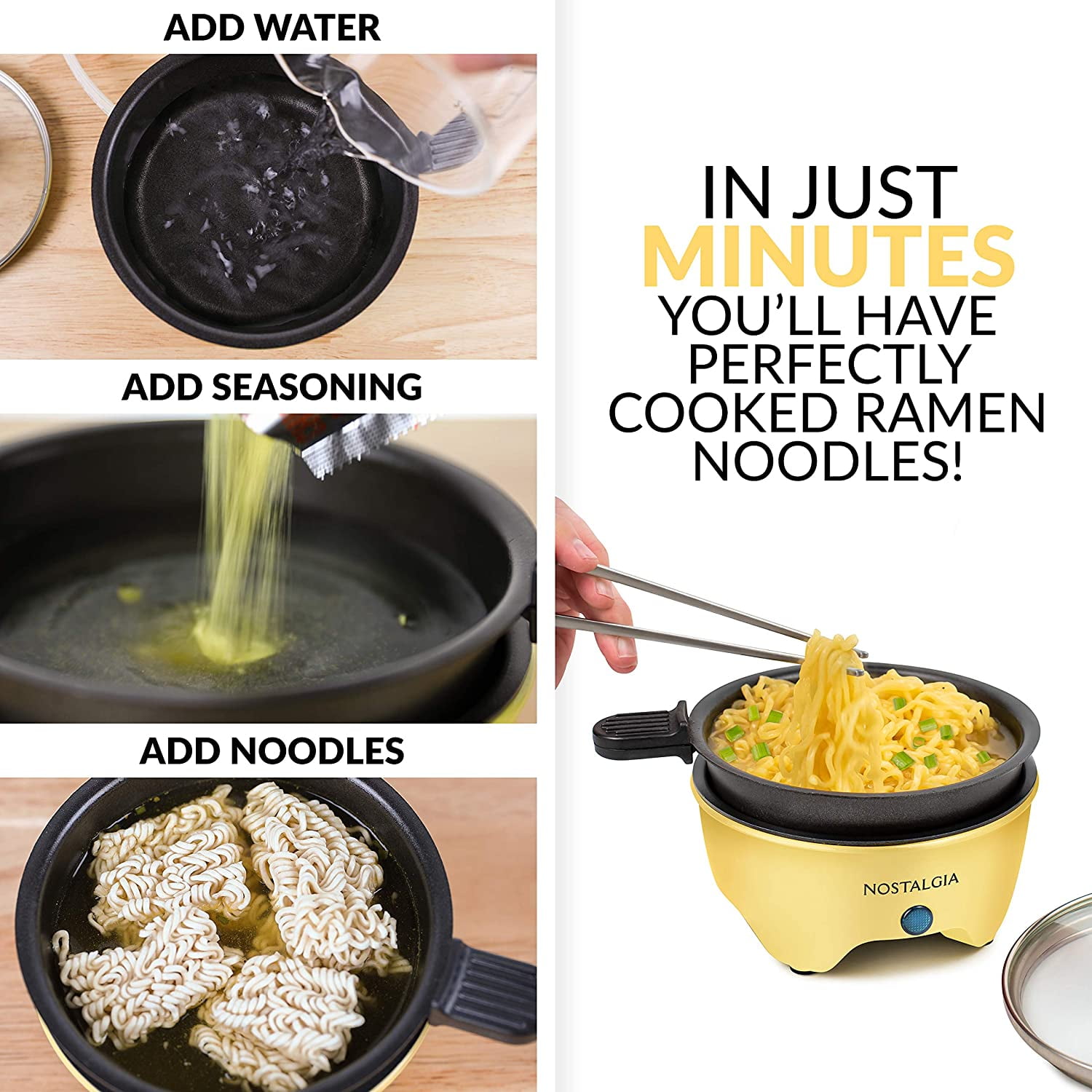  Nostalgia MyMini Personal Electric Skillet & Rapid Noodle  Maker, Perfect For Healthy Keto & Low-Carb Diets, Yellow: Home & Kitchen