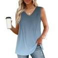 thumbnail image 2 of Quinlirra Tank Tops For Women Fashion Women's Spring/Summer Solid Color Casual V-neck Sleeveless Top Tank Top, 2 of 5