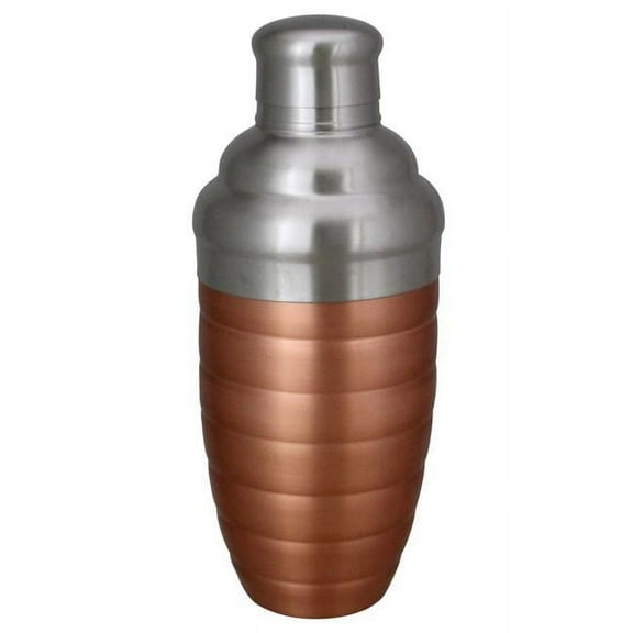Copper Finished Ribbed Stainless Steel Martini Cocktail Shaker 17oz