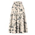 thumbnail image 6 of Long Skirt for Women Floral Print Pleated Flowy Maxi Skirts Casual Drawstring High Waisted A Line Skirts Women Clothing, 6 of 6