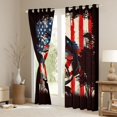 thumbnail image 3 of Manfei Retro Fishing Bass Fish Kitchen Curtains, American Flag Printed Black Out Curtains Pack of 2 (42x63 Each), Red Black White, 3 of 6