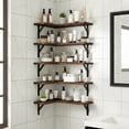 thumbnail image 5 of Fairy 5 Pack Corner Floating Shelves, Rustic Wood Wall Shelves for Bedroom, Bathroom, Living Room, Kitchen, Dark Brown, 16.1 x 11.4 in, 5 of 7