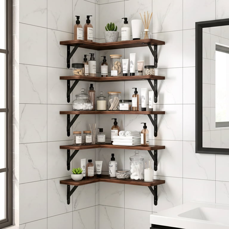 Fairy Corner Floating Shelves, Rustic Wood 5-Pack Dark Brown photo 5