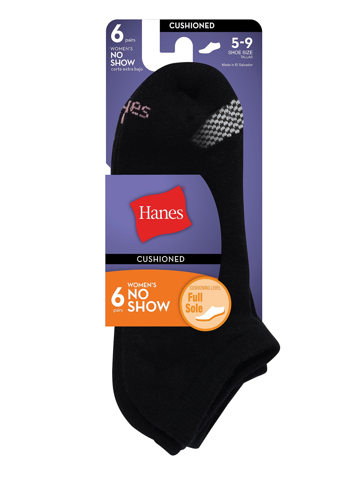 Hanes Premium 6 Pack Women's No Show Liner Socks Black/Gray Shoe Size 5-9 