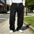 thumbnail image 6 of Frnrwgo Men's Heavyweight Sweatpants Loose Fit Drape Drawstring Elastic Waist Multi-Pocket Winter Streetwear Loungewear Pants, 6 of 9
