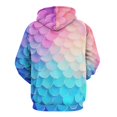 thumbnail image 3 of Gradient Mermaid Scales Print Men's Women Vintage 3D Hooded Sweatshirt - All-Season Loose Fit Streetwear, 3 of 6