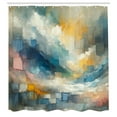 thumbnail image 3 of Ambesonne Modern Shower Curtain, Oil Paint Look Strokes Boho, 69"Wx84"L, Blue Mustard Multicolor, 3 of 4