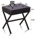 thumbnail image 5 of Tcbosik Velvet Tufted Upholstered Ottoman - 300LBS Weight Capacity, Modern Vanity Stool with X-Shaped Metal Legs and Non-Slip Footpads for Home Dorm (Black)​, 5 of 6