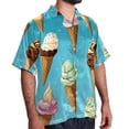 thumbnail image 2 of Ice Cream Men's Short Sleeve Button Down Casual Poplin Shirts for Summer Beach, Printed Design - Unisex, 2 of 6