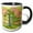 Black/White, variant on 3drose, Windswept Pine Tree Stained Glass Design, 11oz Two-tone Yellow Mug