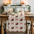 thumbnail image 2 of Fall Table Runner Thanksgiving Rugby Table Runners Pink Bow Tie Football Cotton Linen Dresser Scarf Kitchen Dining Table Decor for Fall Holiday Party Decor 13x90 Inch, 2 of 9