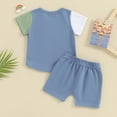 thumbnail image 3 of Bagilaanoe 2pcs Toddler Baby Boy Shorts Set Short Sleeve Contrast Color T Shirt Tops + Shorts 6M 12M 18M 24M 3T Kids Casual Summer Clothes, 3 of 8