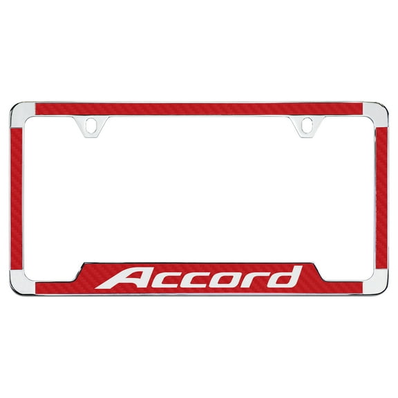 Honda Accord Red Simulated Carbon Fiber License Plate Frame Holder