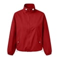 thumbnail image 6 of Women's Long-sleeved Windbreaker Baeitkot Women's Solid Color Zippered Long-sleeved Windbreaker with Pockets Red XXL, 6 of 6