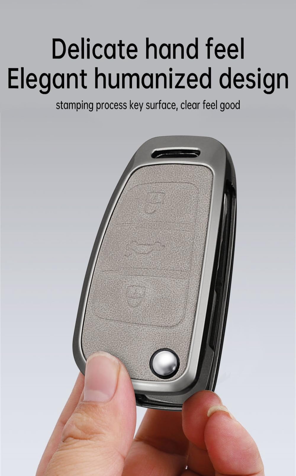 Fit for Audi Flip Key Fob Cover with Keychain Metal Car Key Shell Case Leather Key Holder for A1 A3 A4 A5 A6 A6L A8 Q2 Q3 Q5 Q7 TT TTS R8 S3 S4 S5 S6 RS3 RS4 RS Key Remote