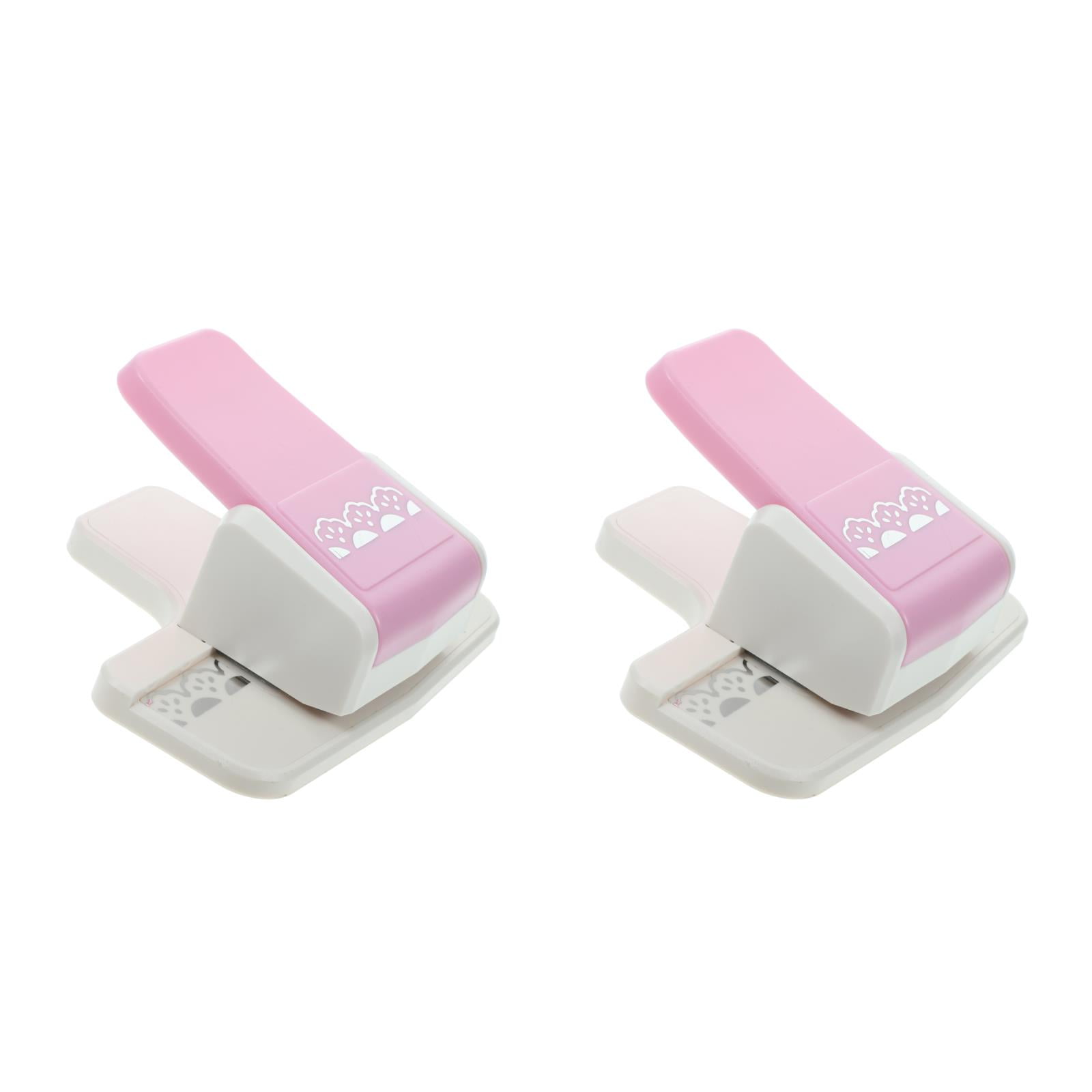 SKISUNO DIY Scrapbooking Punch Pink Plastic and Stainless Steel for Creative Use 2Pcs