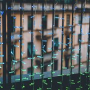 Twinkly TWPLUS-PLC-CU-10X25SPP-T 40 Wide, 6.5 FT Tall RGBW PLUS Light Curtain with 250 Lights (Transparent Wire), IP65-Rated