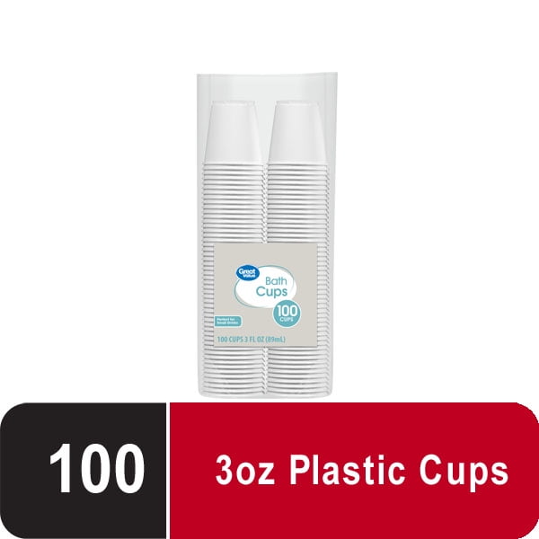 Great Value Plastic Bath Cups, 3 oz, 100 Count