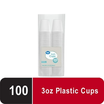 Great Value Everyday Disposable Plastic Cups, White, 3 oz, 100 count
