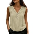thumbnail image 3 of Bosfbaoi Womens Blouse V Neck Henley Relaxed Fit Sleeveless Stitch Detail Solid Casual Chic Tank Tops for Women, 3 of 9