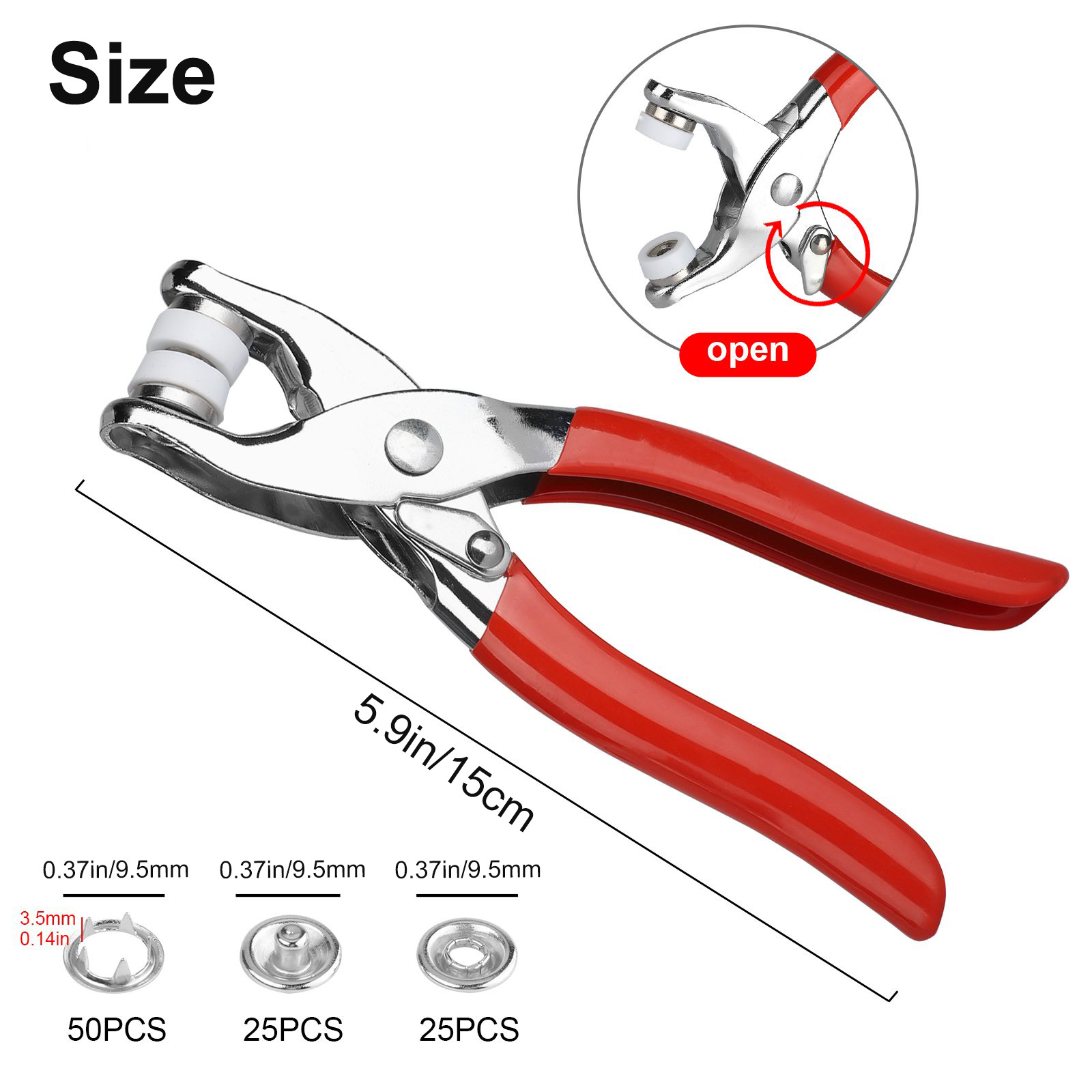 Tsv Snap Fasteners Tool Kit 100pcs Diy Metal Snaps Buttons With Fastener Pliers Press Tool Kit 