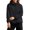 Black, variant on Women Zip Hooded Jacket High Neck Long Sleeve Smocked Cuffs Solid Casual Loose Travel Workout Windproof Jacket, Black M
