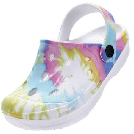 

Boys Girls Clogs Tie Dye Comfortable Lightweight Slide Sandals Unisex-Child Hollow Out Beach Shoes For Toddler Kids Children Spring And Summ