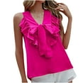 thumbnail image 2 of Idoravan Tank Tops for Women Women's Summer V-Neck Tops Lace-up Ruffle Sleeveless Tank Tops Shirt, 2 of 7
