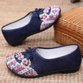 thumbnail image 4 of Floral Embroidered Dress Shoes for Women Comfortable Wide Toe Box Loafers Lightweight Canvas Casual Mary Jane Ballet Flat Blue Size 9, 4 of 6