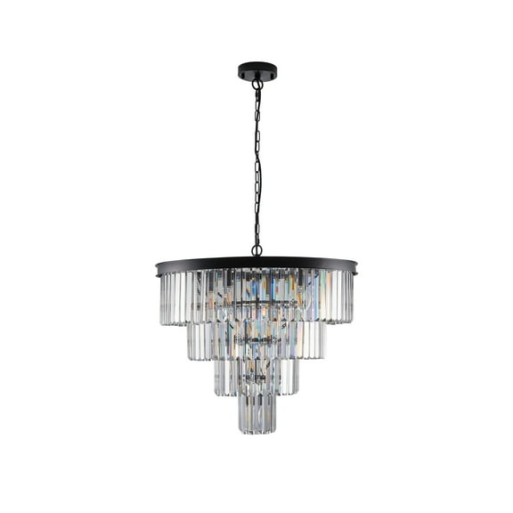 Contemporary Crystal Modern Chandeliers Crystal Ceiling Chandelier 4 Tier Black Chandelier Lighting for Dining Room Living Room Bedroom (Bulbs Not included)