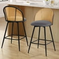 thumbnail image 2 of Foreate Rattan Swivel Barstools Set of 2, 26" Seat Counter Height, Upholstered PU Leather Modern Kitchen Island Stools Bar Chairs w/ Mid-Back Metal Legs, 2 of 12