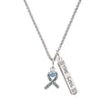 thumbnail image 1 of Delight Jewelry Silvertone Scroll Ribbon with Light Blue Crystal Silvertone Hope Anchors the Soul Bar Charm Necklace, 23", 1 of 4
