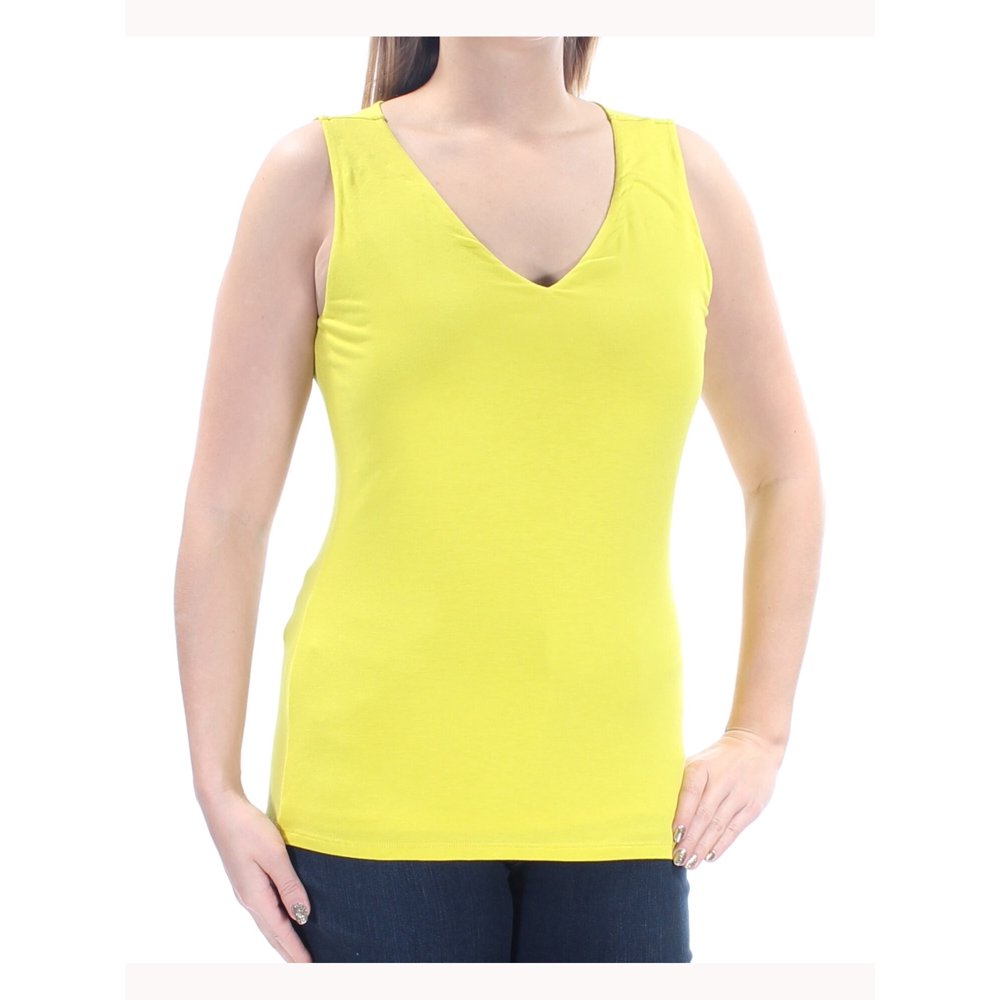 INC INC Womens Yellow Sleeveless V Neck Top Size XL
