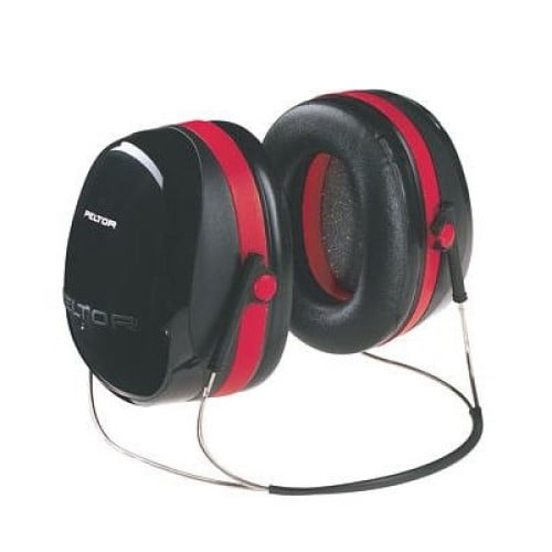 PELTOR™ Optime™ 105 Earmuff, 29 dB NRR, Black/Red, Behind-the-Head