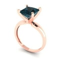 thumbnail image 2 of 2.5 ct Princess Cut Natural London Blue Topaz Solitaire 18K Rose Gold Womens Engagement Ring, 2 of 5