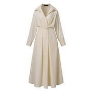 ZANZEA Women Buttons Long Sleeve Dress High Waist Casual Long Shirt Dress