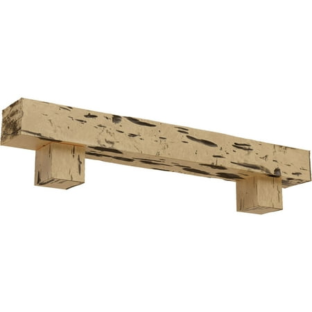 

Ekena Millwork 6 H x 8 D x 48 W Pecky Cypress Faux Wood Fireplace Mantel Kit w/ Alamo Corbels Natural Pine