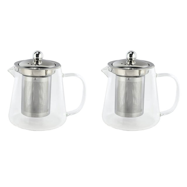 2X 5 Buen Borosilicato Tetera de Vidrio con Acero Inoxidable 304 Colador de Infusor Herramienta para Calentar Café, Tetera Juego de Caldera 380ML