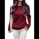 thumbnail image 3 of Suéteres Clásicos Casuales y Modernos para Mujer, Conjuntos de Otoño. Vino Tinto XL, 3 of 8