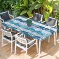 thumbnail image 2 of Blue Coastal Beach Table Cloths for 4 Foot Rectangle Tables, Nautical Starfish Coral Vintage Wooden Patio Waterproof Elastic Fitted Tablecloths, Washable Rectangular Table Cover for Camping, 2 of 8