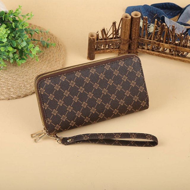 Cartera de mujer, cartera larga con doble cremallera esmerilada, cartera de mano con degradado de color, cartera para múltiples tarjetas, bolso de mujer