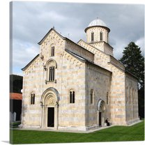ARTCANVAS Visoki Decani Medieval Orthodox Christian Monastery in Pec Peja Kosovo Canvas Art Print - Size: 36" x 36" (1.50" Deep)