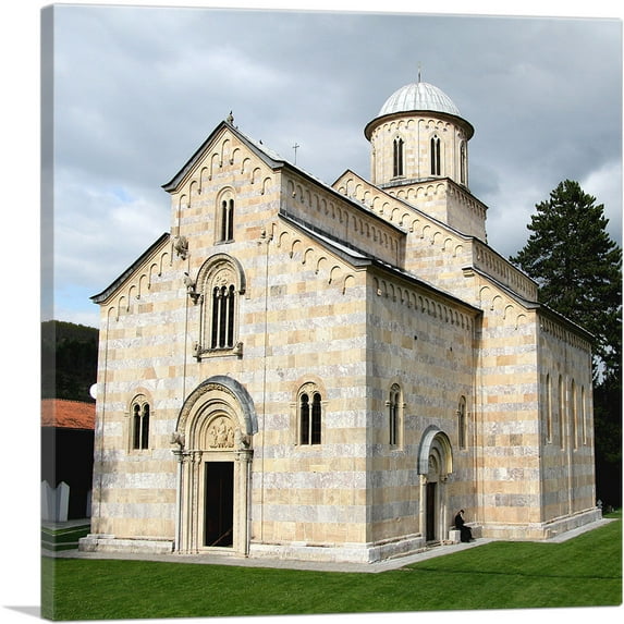 ARTCANVAS Visoki Decani Medieval Orthodox Christian Monastery in Pec Peja Kosovo Canvas Art Print - Size: 26" x 26" (1.50" Deep)
