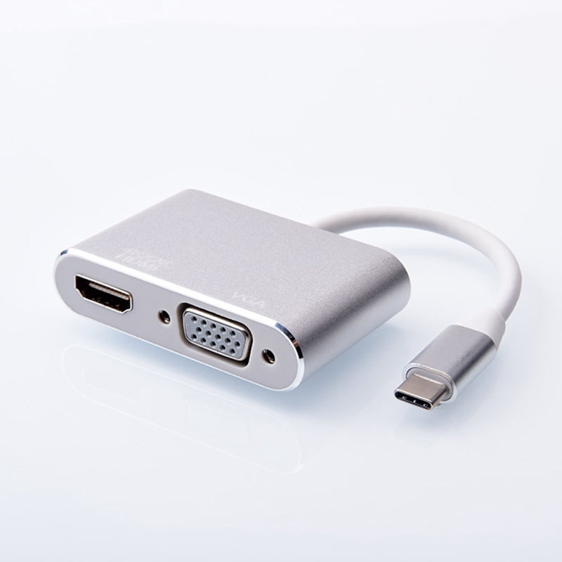 KOMI cross-border type-c To HDMI +VGA laptop extended projection screen display 4K video multi-port adapter, USB3.1type-c video cable, USB3.1 Type-c to HDMI mother +VGA mother frequency adapter