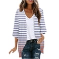 thumbnail image 1 of AherBiu Womens Cardigans Lightweight 3/4 Sleeve Striped Open Front Cardigans Fall Trendy Casual Outerwear, 1 of 5