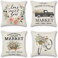 thumbnail image 1 of Linen printed pillowcase four piece set comfortable soft home decor detachable pillowcase, 1 of 4