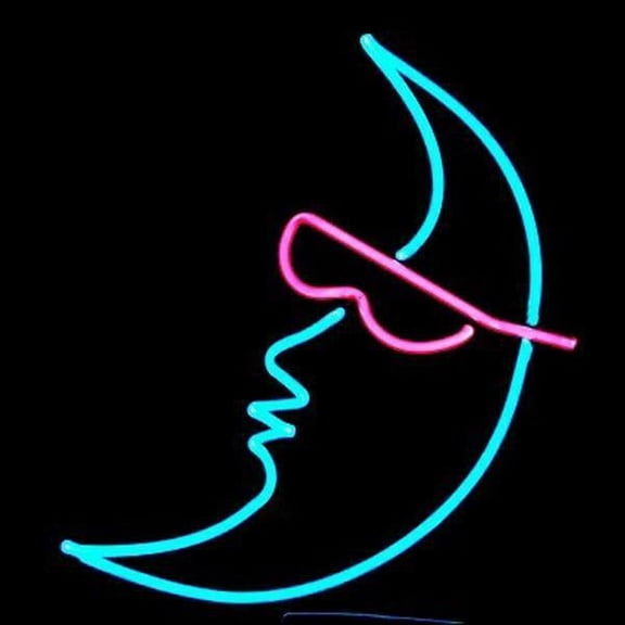 Queen Sense 17"x14" Moon Sunglasses Neon Sign Man Cave Handmade Neon Light 117BMSG