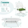 thumbnail image 5 of MEETWARM 9-Piece Outdoor Patio Dining Set, All-Weather Cast Aluminum Patio Conversation Set for Backyard Garden Deck with 8 Cushioned Swivel Rocker Chairs, 1 Oval Table, 2.2" Umbrella Hole, White, 5 of 7